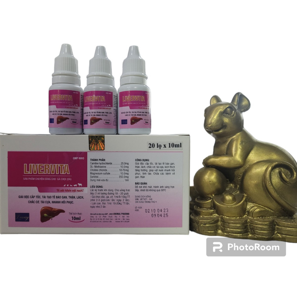 Livervita 10ml:  giải đ.ộc gan thận cấp, tái tạo tế bào gan cho thú cưng, gà đá, gà chọi, pet...