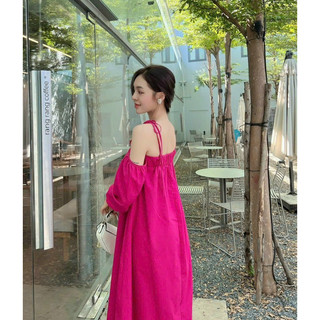 Maxi suông trễ vai
