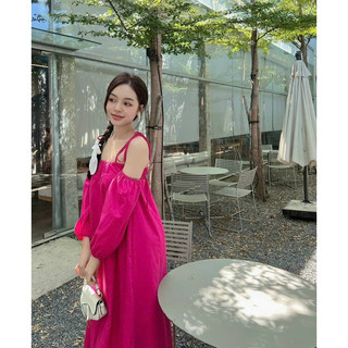 Maxi suông trễ vai