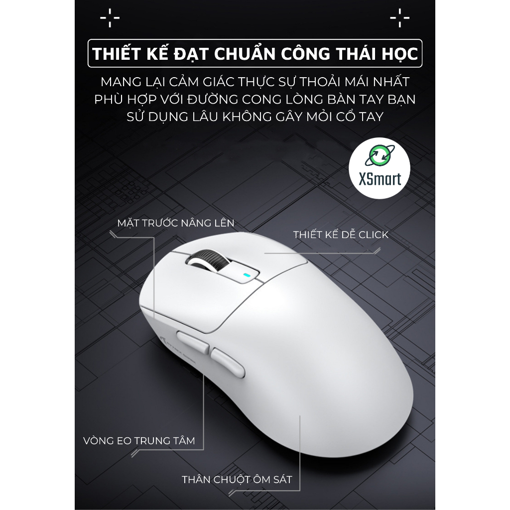 Chuột Máy Tính Bluetooth Không Dây Siêu Chip PAW3395 Attack Shark X3 Tặng Grip Tape, Cảm Biến Cao Cấp | BigBuy360 - bigbuy360.vn