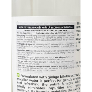 Nước Tẩy Trang Rau Má Centifolia 500ml Pháp