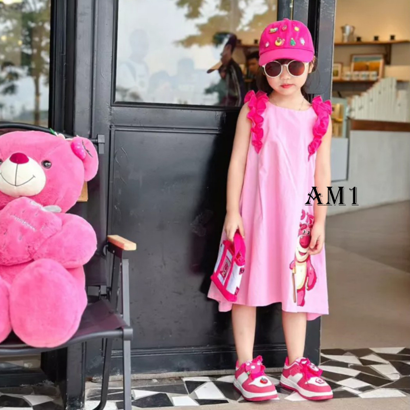 (8-30kg) Váy bé gái gấu hồng TB369 TN370 Đầm bé gái QATE565