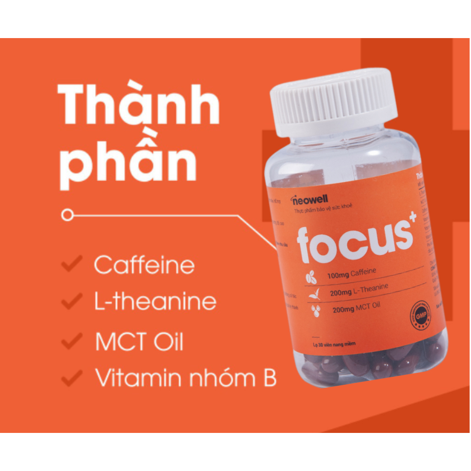 COMBO 2 hộp Viên uống tăng tập trung, tỉnh táo, tăng cường năng lượng NeoWell Focus+