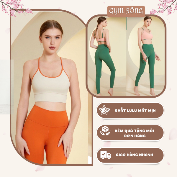 Bộ Đồ Tập Gym Yoga Lulu Quần Dài Áo Bra Kèm Mút Bền Đẹp Cao Cấp