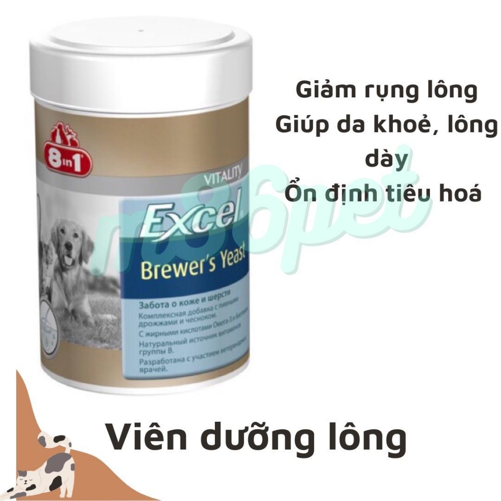 Viên dưỡng mượt lông cho chó mèo excel 8in1