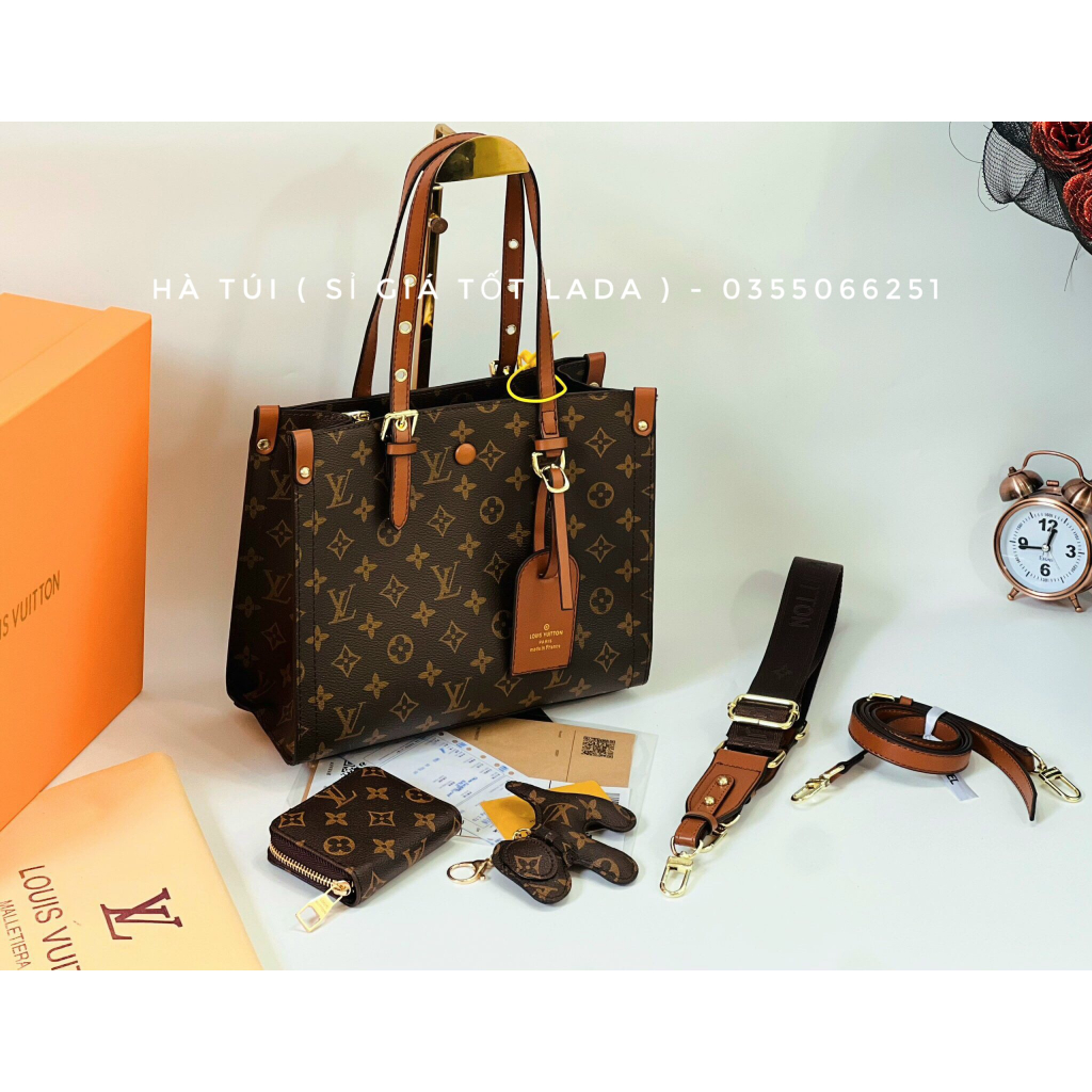 Túi xách Eo vì set 3 món kèm ví nhỏ móc cún Sz 28