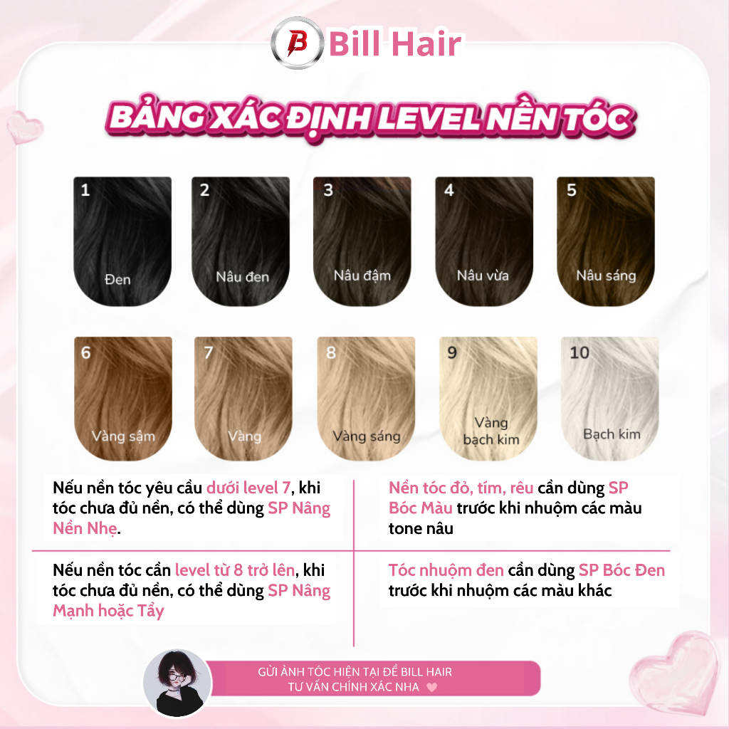 Thuốc nhuộm tóc NÂU LẠNH không tẩy, lên từ nền đen, tặng kèm trợ nhuộm và găng tay| Bill Hair, Billhair