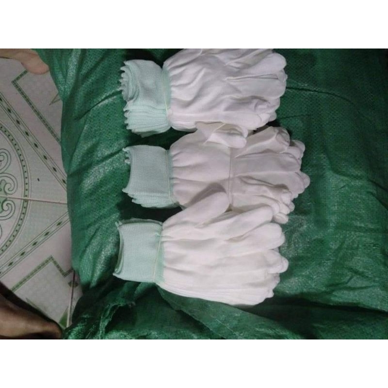 Găng Tay Bảo Hộ Lao Động Sợi Trắng - Găng Tay Sợi Len - Găng tay lao động - Găng tay làm vườn - Loại không phủ PU ko