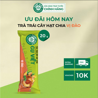 Trà Trái Cây Hạt Chia Just Viet VỊ ĐÀO ( Stick/Thanh lẻ) Tiện Lợi Thơm Ngon - 1 GÓI x 20g