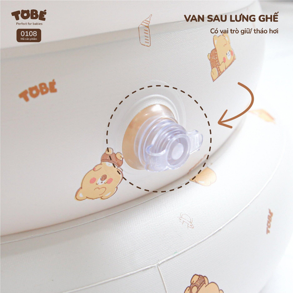 Ghế Hơi Tập Ngồi TOBÉ Đa Năng Dễ Thương Hàn Quốc An Toàn Hỗ Trợ Ăn Dặm Tắm Dễ Vệ Sinh Chống Trượt Đỡ Cột Sống