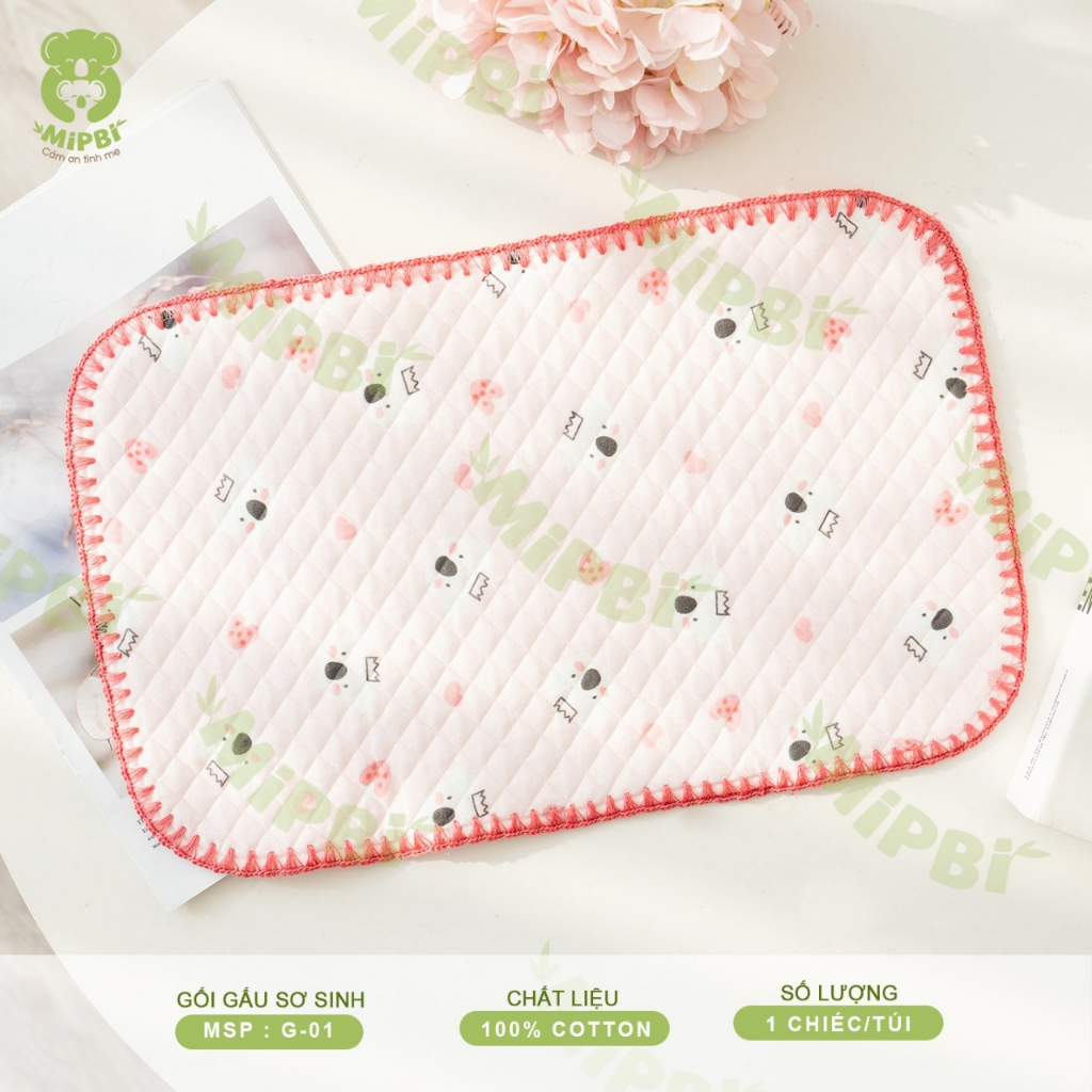 Gối lót đầu sơ sinh Mipbi họa tiết gấu mềm mại cho bé luankidsbaby