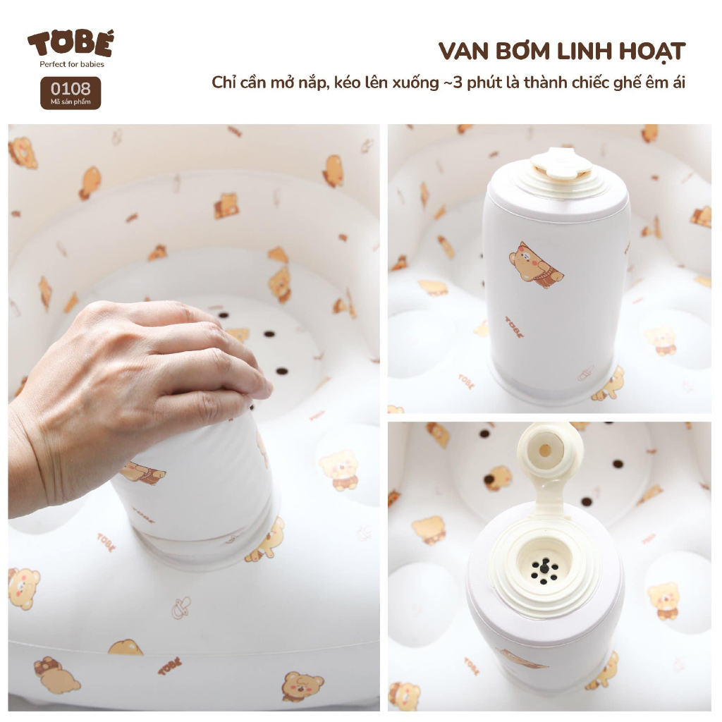 Ghế Hơi Tập Ngồi TOBÉ Đa Năng Dễ Thương Hàn Quốc An Toàn Hỗ Trợ Ăn Dặm Tắm Dễ Vệ Sinh Chống Trượt Đỡ Cột Sống