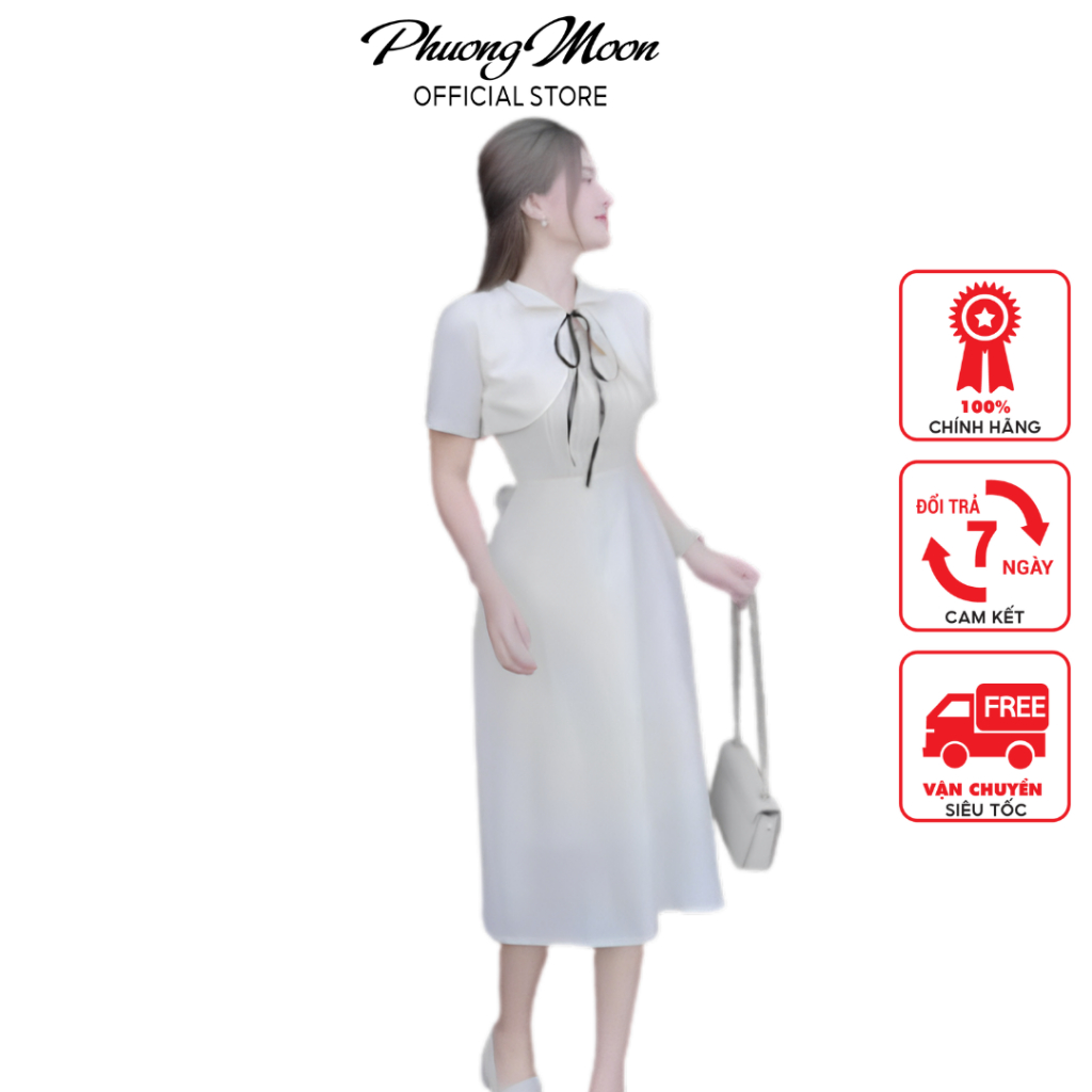 Váy nữ mùa hè PHUONGMOON, kiểu dáng hai dây choàng ngoài phong cách tiểu thư