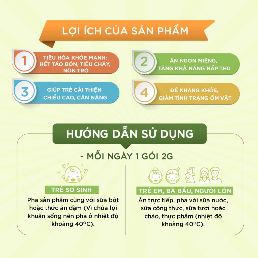 Mẫu thử men vi sinh Sysy Lotte Hàn Quốc, Date 10/2023, bổ sung lợi khuẩn hỗ trợ cho bé táo bón biếng ăn 20 gói 10x2g