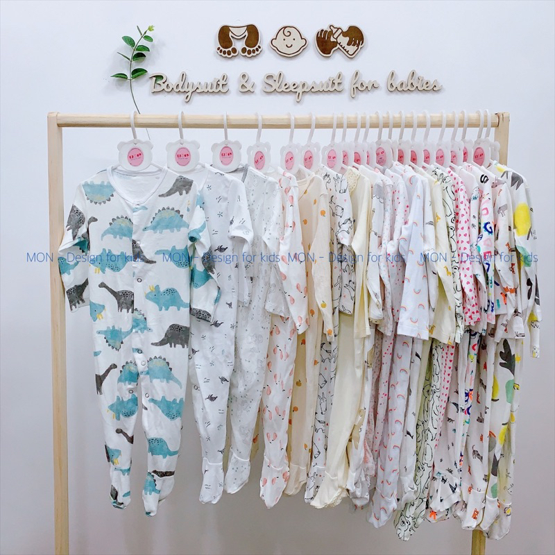 Sleepsuit CÚC BẤM bộ body dài tay liền tất hàng xuất dư cho bé yêu