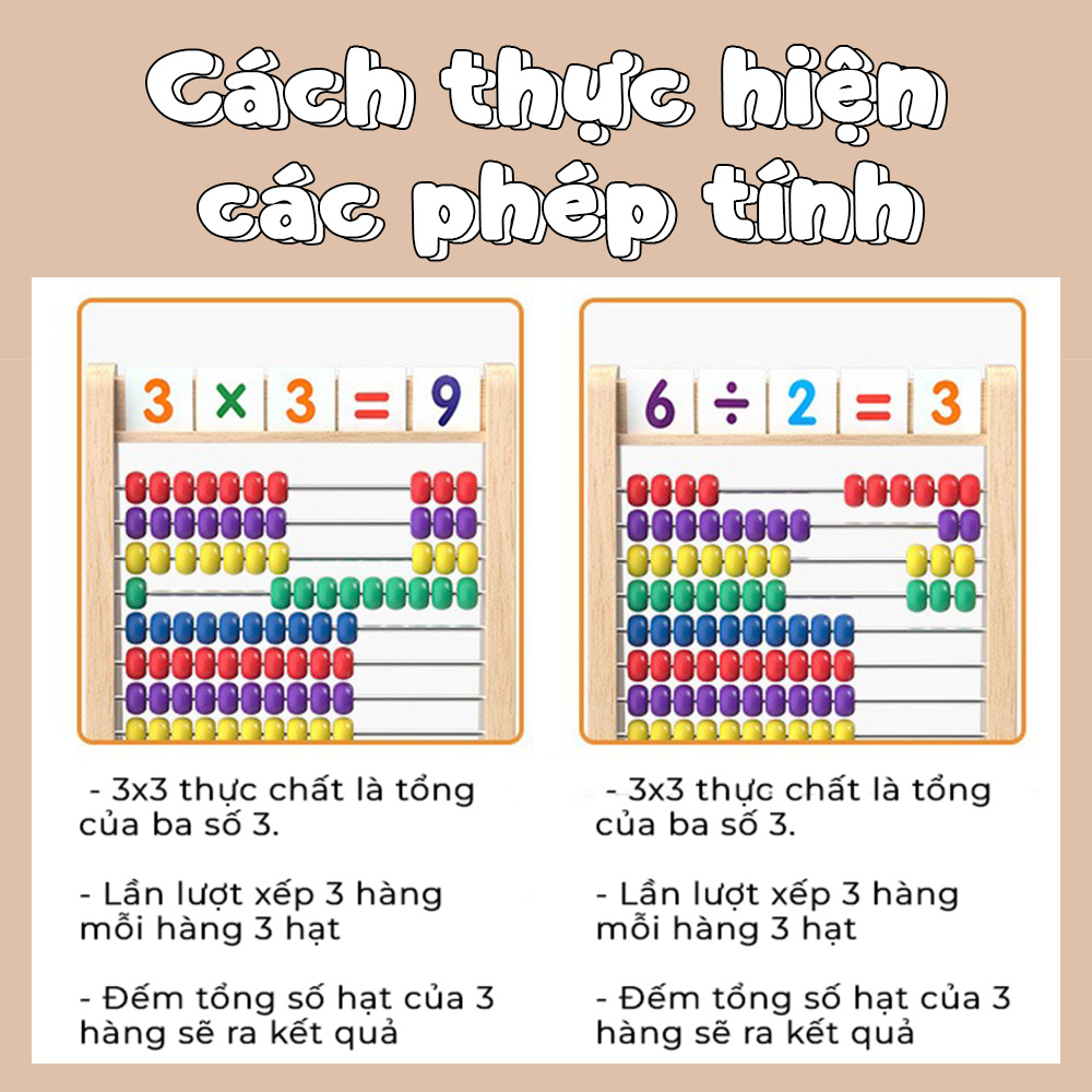 Bảng tính thông minh tặng kèm 100 thẻ số, 100 que tính nhiều màu- Thepooh