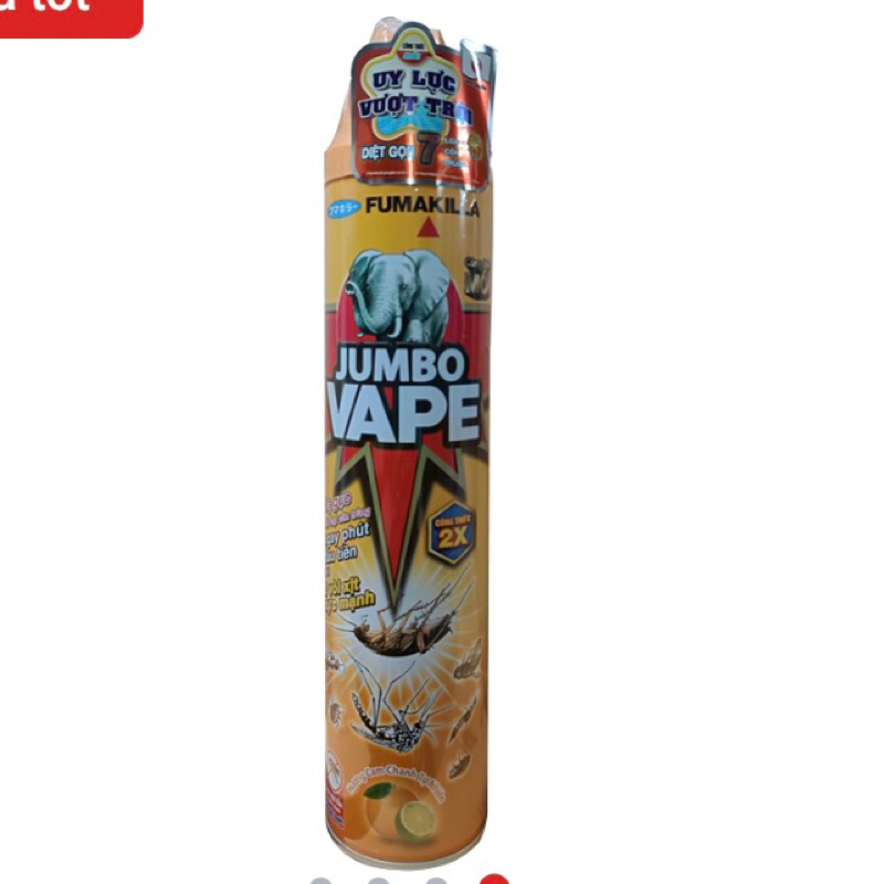 Bình xịt côn trùng Jumbo Vape 600ml hương cam chanh tự nhiên hương lài không mùi
