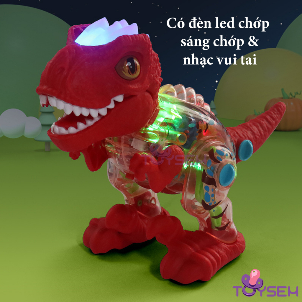 Đồ chơi khủng long lắp ráp, bước đi có đèn và nhạc vui tai cho bé - Quà tặng sinh nhật cho bé