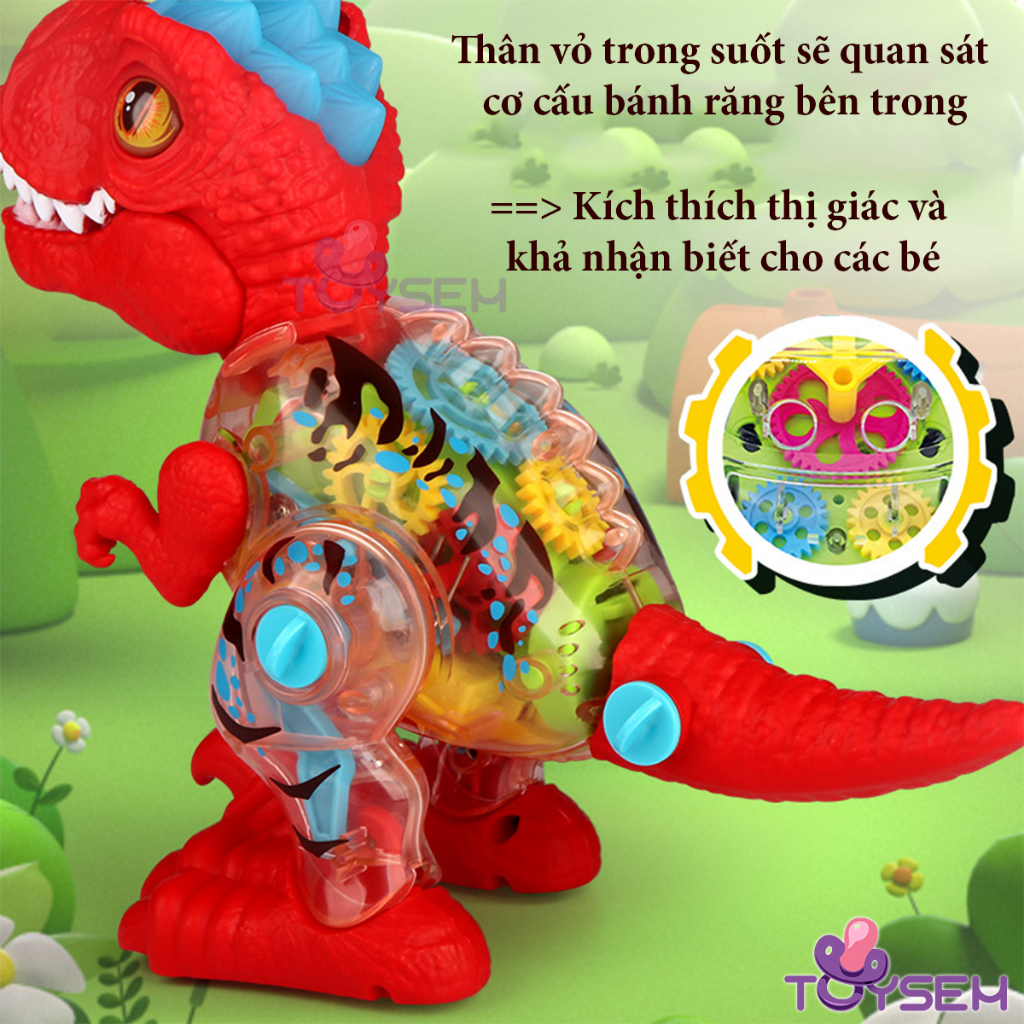 Đồ chơi khủng long lắp ráp, bước đi có đèn và nhạc vui tai cho bé - Quà tặng sinh nhật cho bé