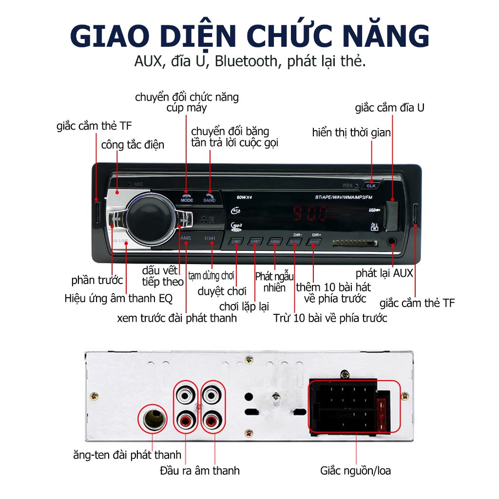 Máy nghe nhạc mp3 12 V,Đầu Mp3 Xe Tải Cao Cấp Jsd-520 Bluetooth-Đài Fm,bluetooth Cho Xe Hơi,FM Radio USB / SD / AUX-IN