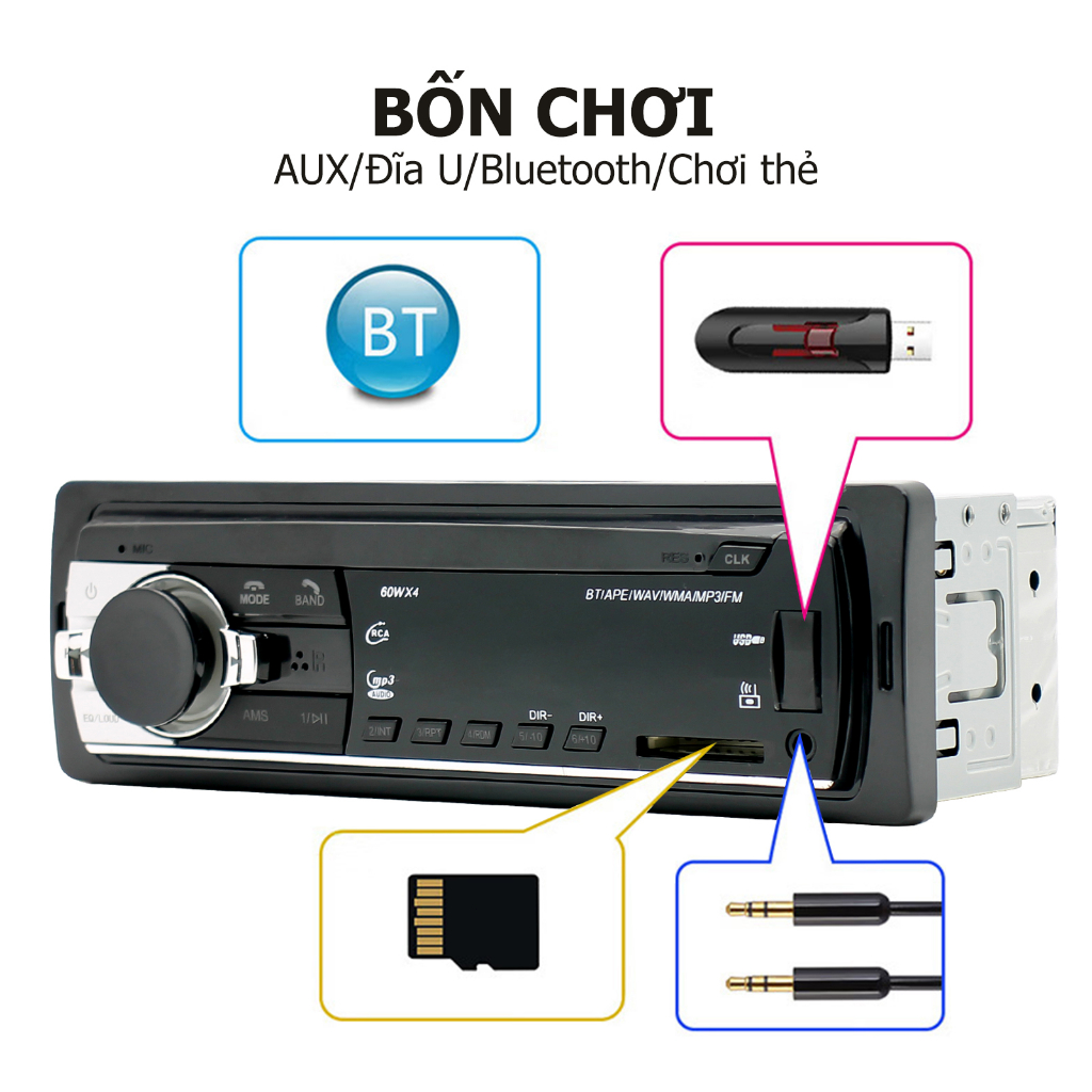 Máy nghe nhạc mp3 12 V,Đầu Mp3 Xe Tải Cao Cấp Jsd-520 Bluetooth-Đài Fm,bluetooth Cho Xe Hơi,FM Radio USB / SD / AUX-IN