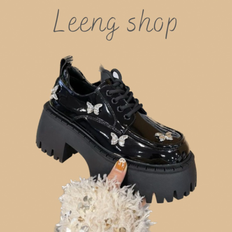 Giày Oxford đế cao giày Oxford buộc dây đế cao đệm gót hoạ tiết bướng nổi sang chảnh