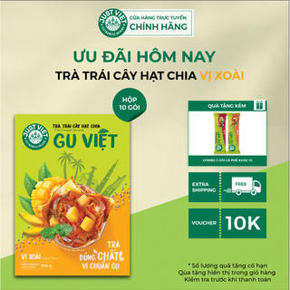 Trà Trái Cây Hạt Chia Just Viet - VỊ XOÀI - Mango Chia Seed Instant Tea - Tiện Lợi Thơm Ngon - HỘP 10 GÓI x 20g
