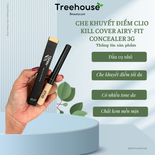 Che khuyết điểm Clio Kill Cover Airy-Fit Concealer 3g TREE HOUSE SHOPP