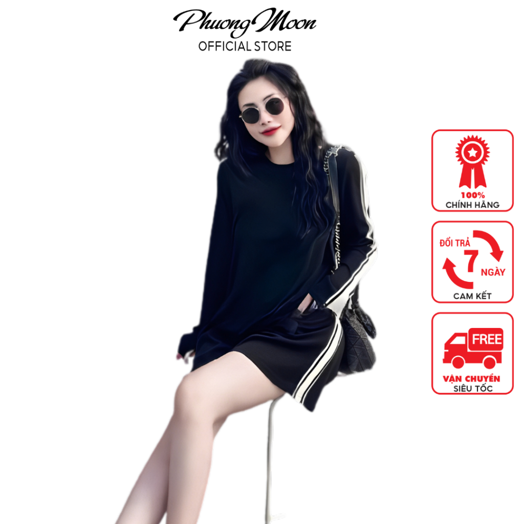 Sét đồ nữ PHUONGMOON, áo dài tay mix sooc xinh xắn