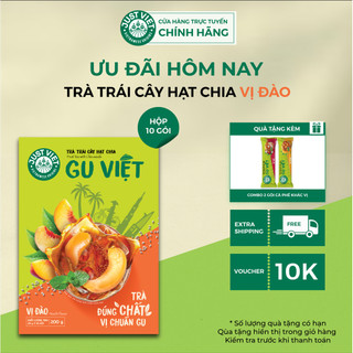 Trà Trái Cây Hạt Chia Just Viet - VỊ ĐÀO - Peach Chia Seed Instant Tea - Tiện Lợi Thơm Ngon - HỘP 10 GÓI x 20g