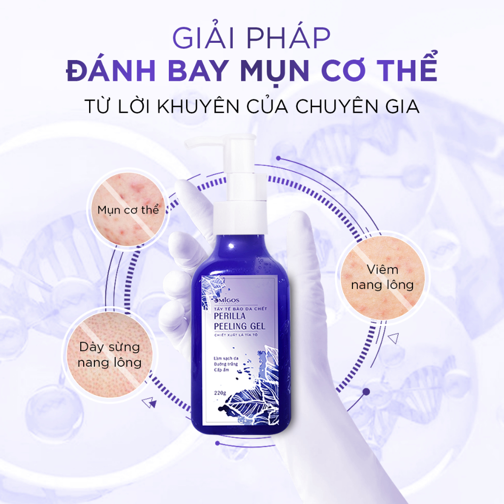 Tẩy Tế Bào Da Chết Body Omigos, Làm Sạch Lớp Tế Bào Da Chết Trên Cơ Thể, Ngăn Ngừa Mụn Lưng và Dưỡng Da Sáng Mịn 220g