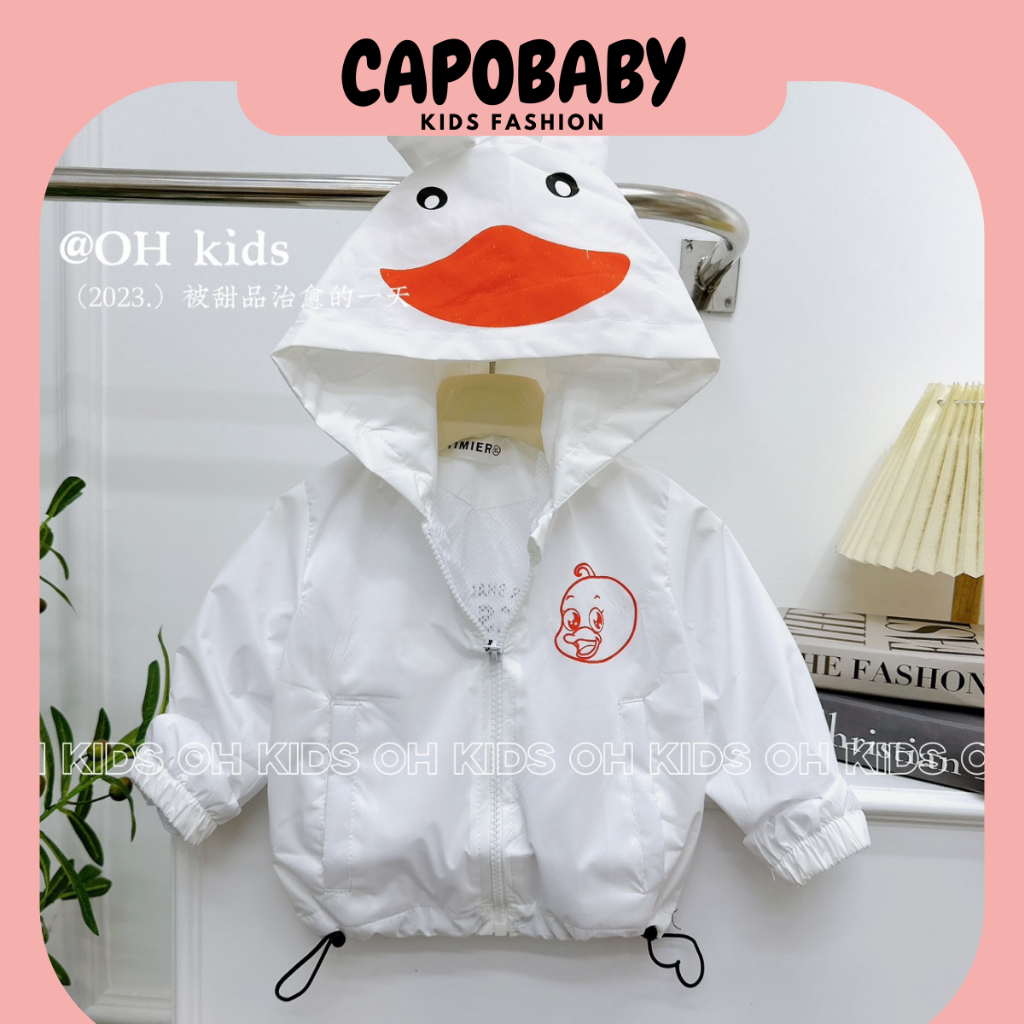 Áo khoác gió lưới hình vịt cho bé trai, bé gái 7-18kg