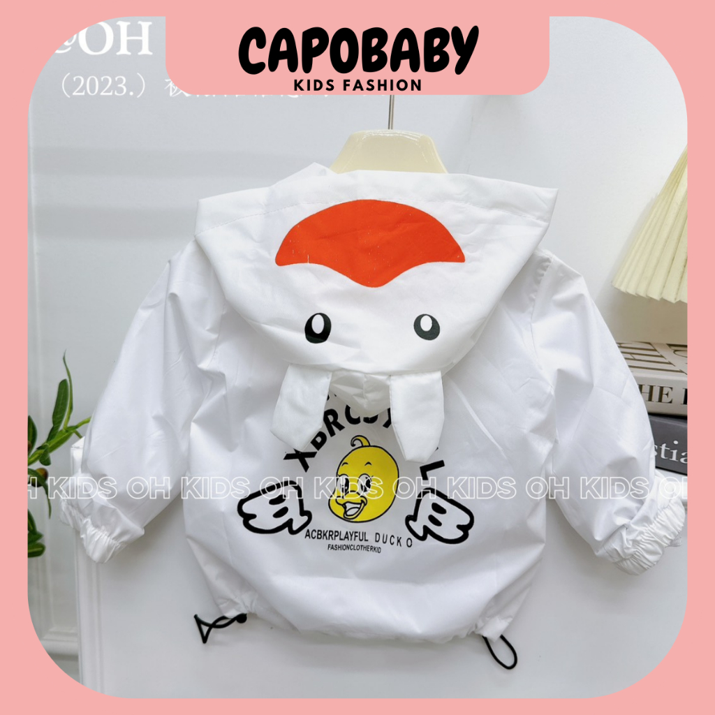 Áo khoác gió lưới hình vịt cho bé trai, bé gái 7-18kg