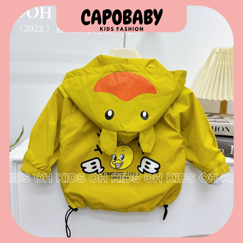 Áo khoác gió lưới hình vịt cho bé trai, bé gái 7-18kg