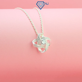 Dây chuyền nữ kim cương Moissanite 5 ly kiểm định GRA sang trọng hình bông hoa 4 cánh DCNM0008 - Trang Sức TNJ