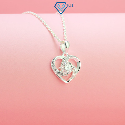 Dây chuyền bạc nữ Moissanite 6 ly hình trái tim kèm thẻ tra cứu đá sang trọng DCNM0007 - Trang Sức TNJ
