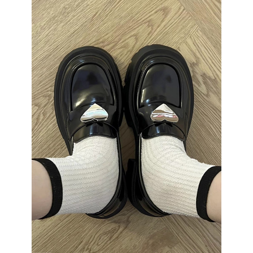 Giày Oxford Nữ COIN XU Lolita Lười Mary Jane Đế Bằng Cao 5cm Màu Đen Trắng cá tính đẹp Đi Học Chơi