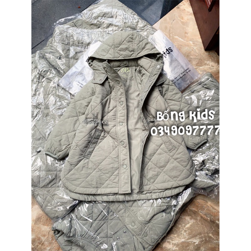 Áo Parka Bé Gái Trần Trám Xanh Lục Có Rút ZR