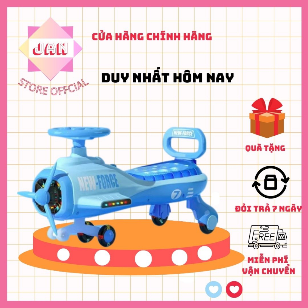 Xe lắc cho bé hình máy bay, Xe chòi chân cao cấp kèm đèn nhạc