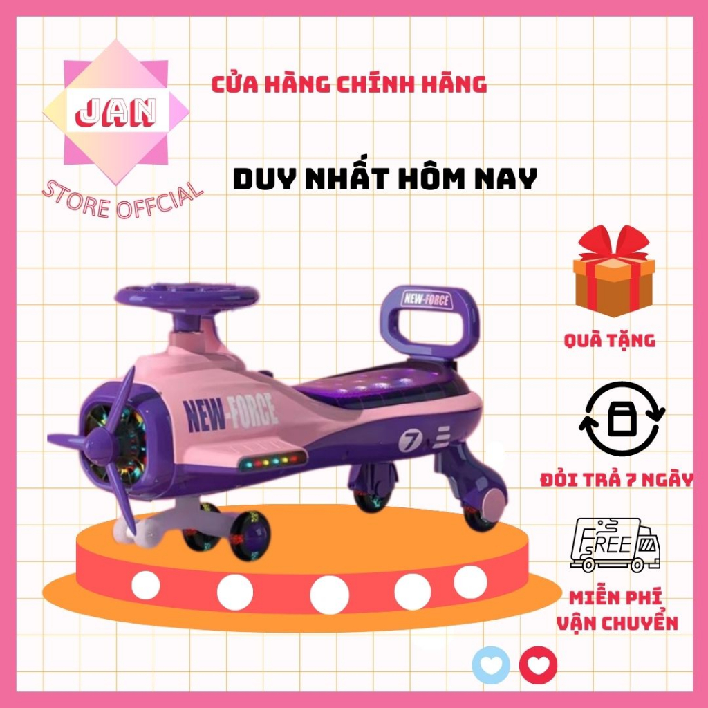 Xe lắc cho bé hình máy bay, Xe chòi chân cao cấp kèm đèn nhạc