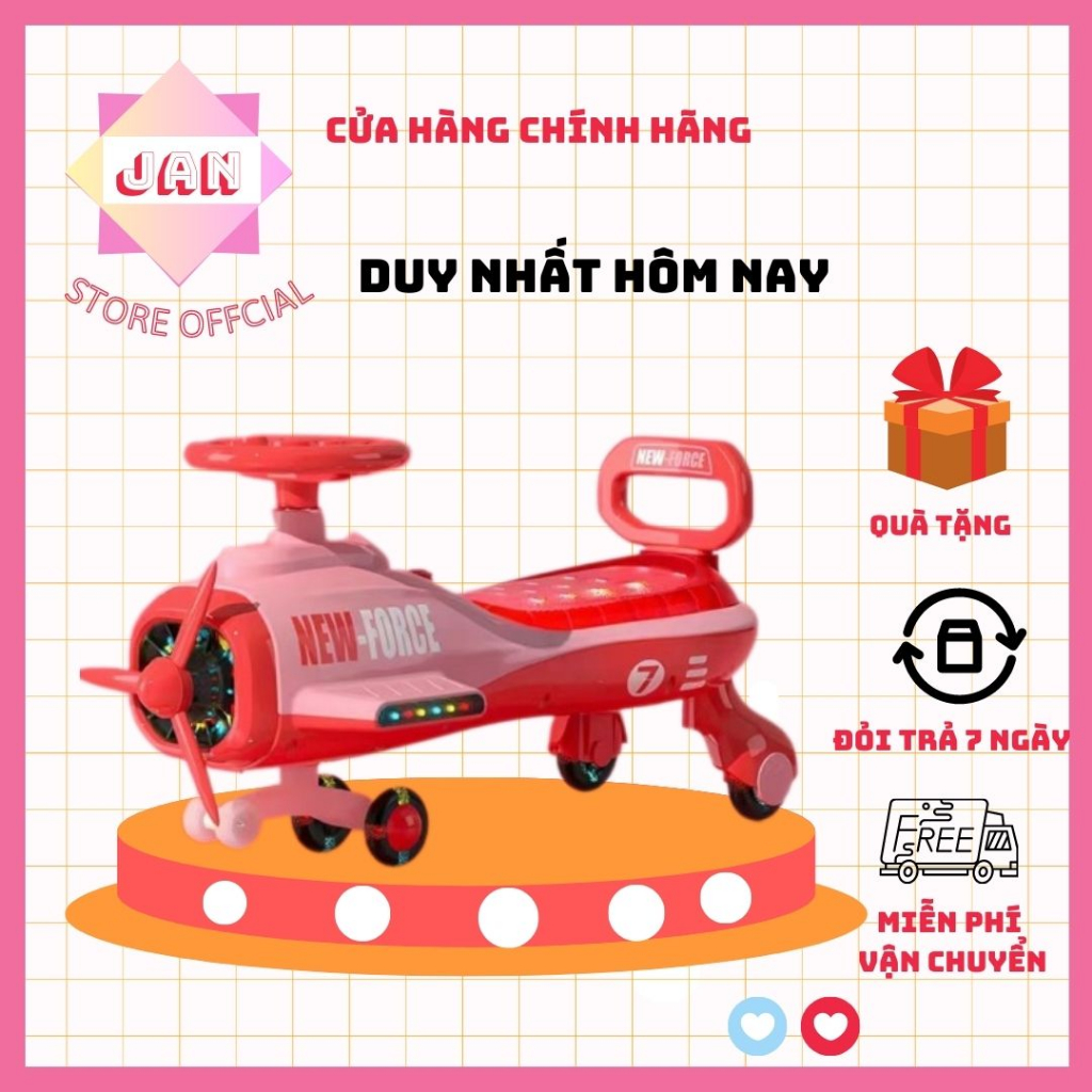 Xe lắc cho bé hình máy bay, Xe chòi chân cao cấp kèm đèn nhạc