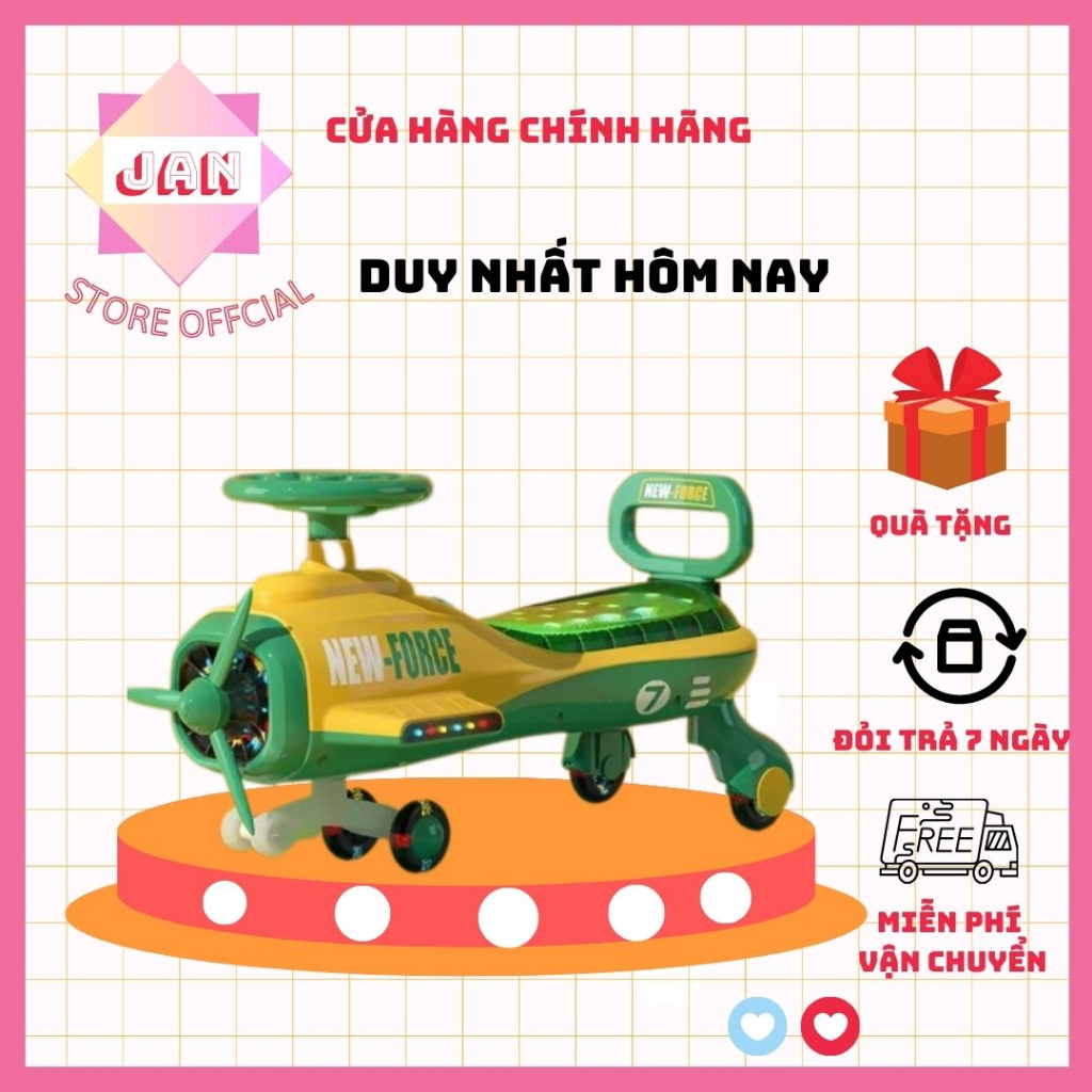 Xe lắc cho bé hình máy bay, Xe chòi chân cao cấp kèm đèn nhạc