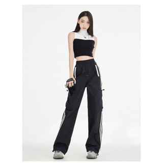 Quần Jogger ống rộng nữ nam thể thao, quần jogger dù túi hộp unisex, cạp cao suông dài phối dây rút style GUMA 2023