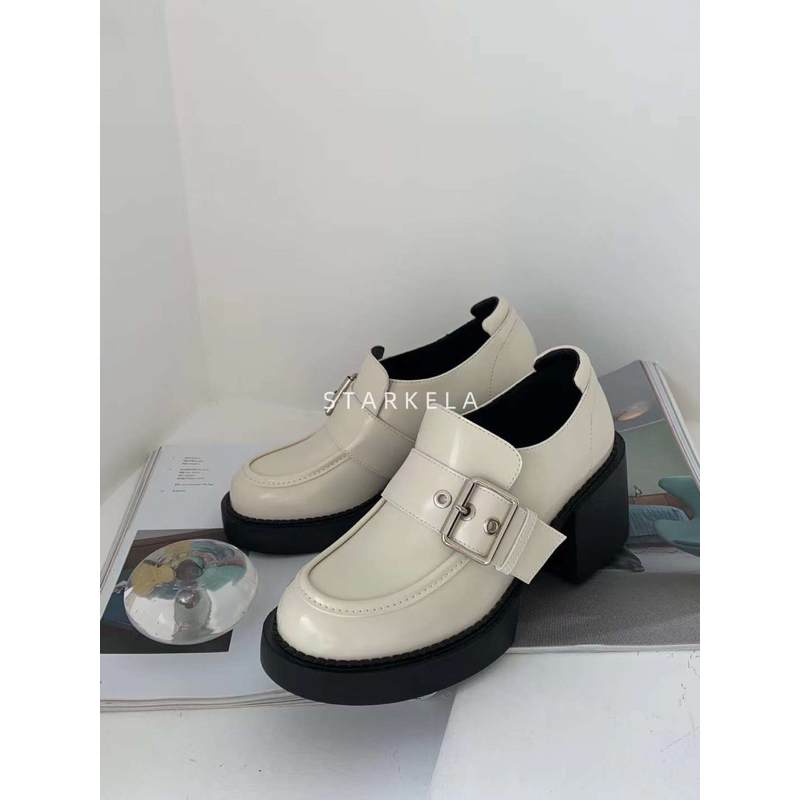 9921 giày loafer đế cao quai ngang