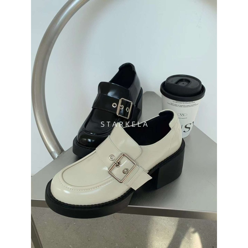 9921 giày loafer đế cao quai ngang