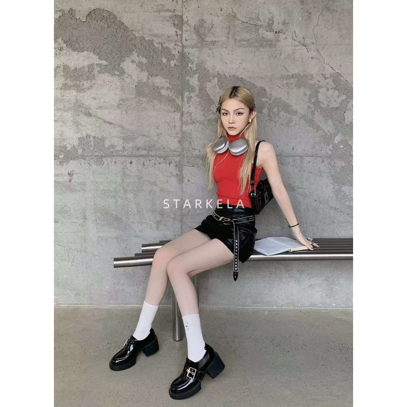 9921 giày loafer đế cao quai ngang