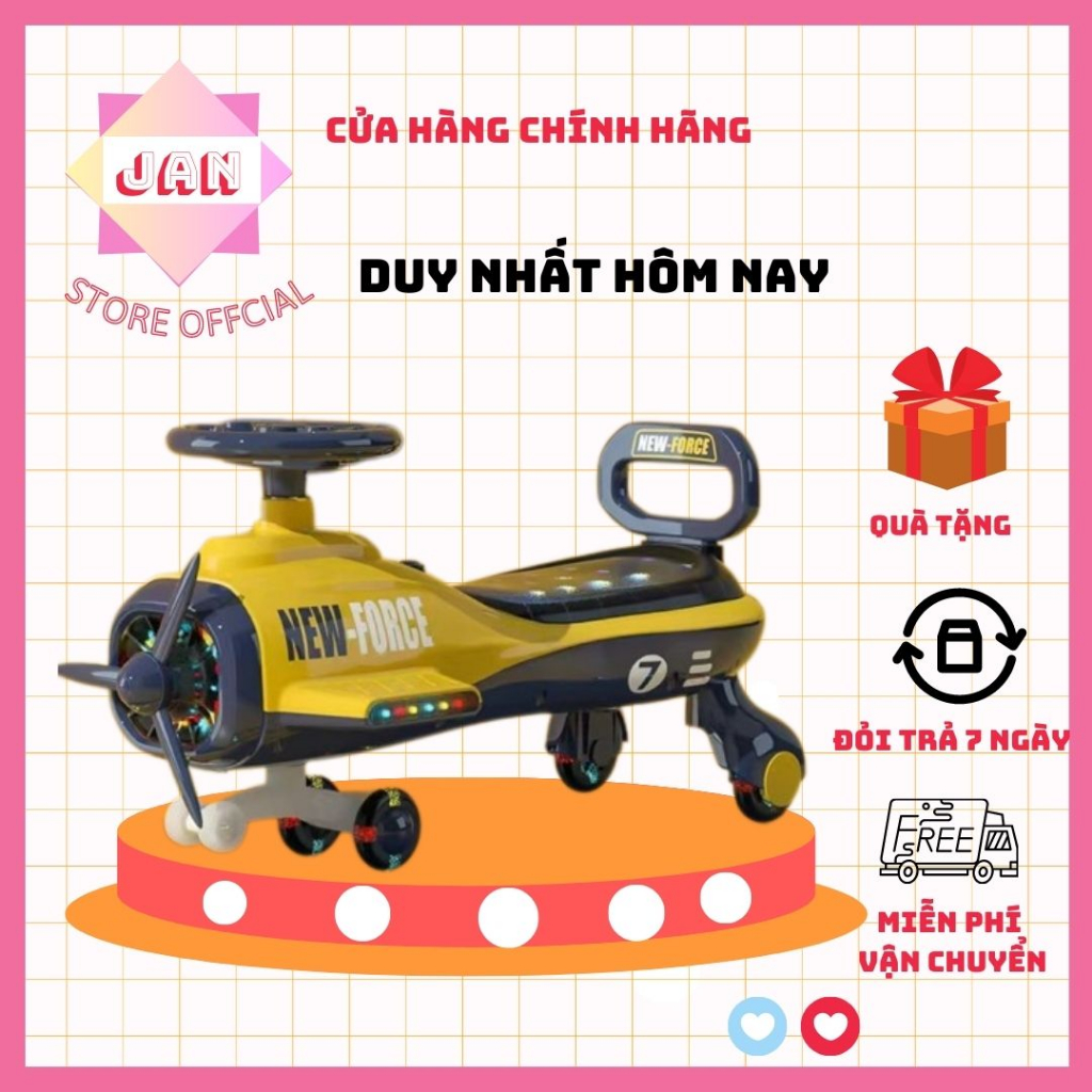 Xe lắc cho bé hình máy bay, Xe chòi chân cao cấp kèm đèn nhạc