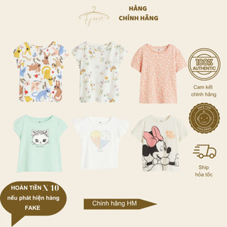 Áo thun bé gái HM áo phông cotton chính hãng size 6-8y