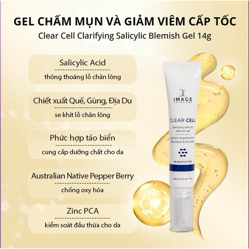Gel chấm mụn và giảm viêm cấp tốc Image Clear Cell Clarifying Acne Spot Treatment Gel 14g