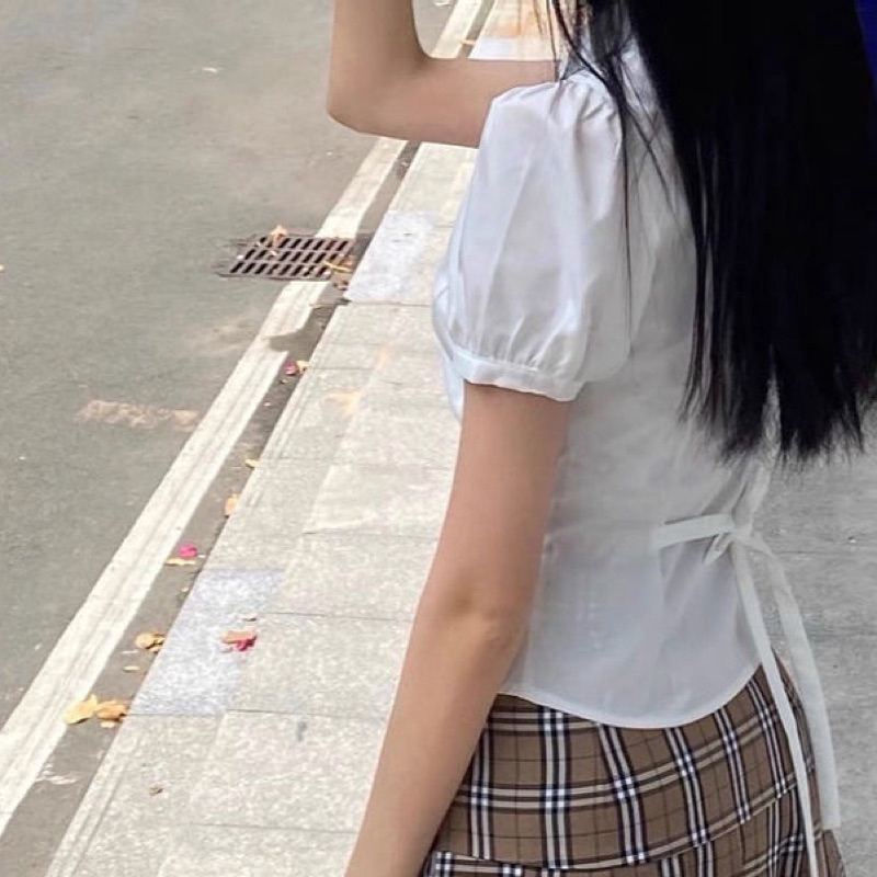 Áo sơ mi tay phồng ngắn thời trang dành cho nữ